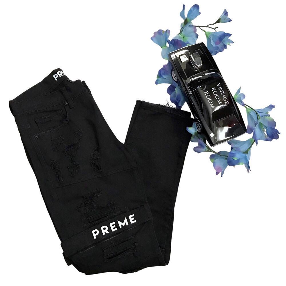 Preme NWOT Black Distressed Skinny Jeans Men 32